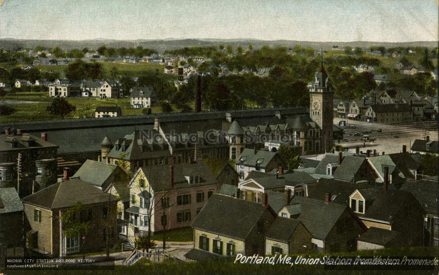 Postcard: Portland, Maine, Union Station from Western Promenade